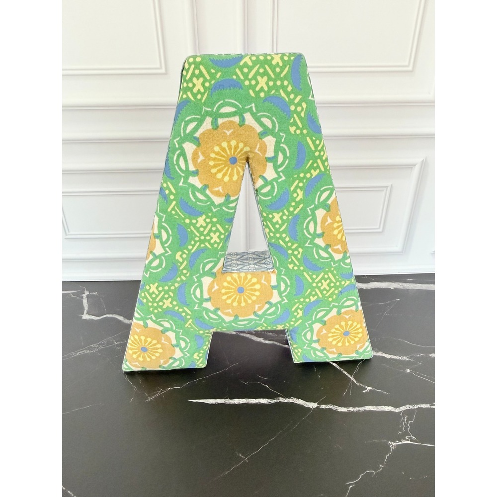 Anthropologie Green Floral 9" Tall Fabric Letter "A"